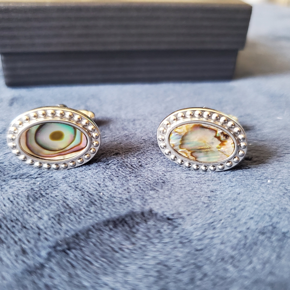 Silver and Abalone Cuff Links